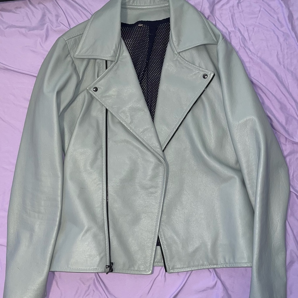 Steel Blue custom leather jacket. Completely custom made, no tags